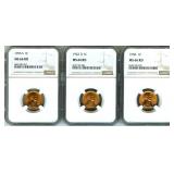 1942-D 1955-S 1958 Cent NGC MS66 RD 3 Pc Lot