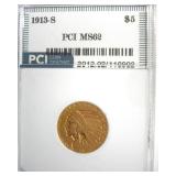 1913-S Gold $5 MS62 LISTS $6500
