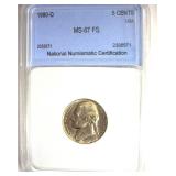 1980-D Nickel MS67 FS LISTS $275 IN 66FS
