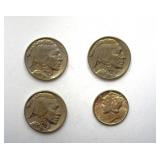 1936-D 1937 x2 1944 5C 10C 4 PC LOT