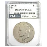 1974-S CN Ike PR70 DCAM LISTS $6000