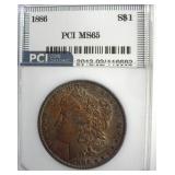 1886 Morgan PCI MS65 Iridescent Toning