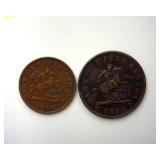 1850'S 1/2P Cent Bank Token AU Upper Canada