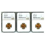 1957-D 1958 1958-D Cent NGC MS66 RD 3 Pc Lot