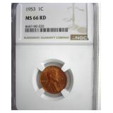 1953 Cent NGC MS66 RD