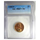 1955-S Cent ICG MS67+ RD LISTS $750