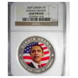 2009 $5 NGC Gem Proof Barack Obama Liberia