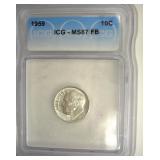 1959 Dime ICG MS67 FB LISTS $225
