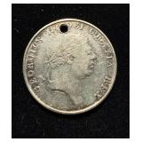 1812 1 Shilling 6 Pence Silver Token AU Old Hole