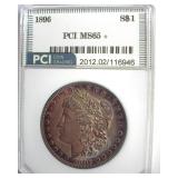 1896 Morgan PCI MS65+ Purple Toning