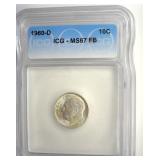 1960-D Dime ICG MS67 FB