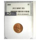 1955 Cent MS67 RD LISTS $850