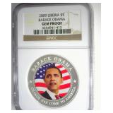 2009 $5 NGC Gem Proof Barack Obama Liberia