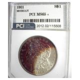 1921 Morgan PCI MS65+ Purple Crescent