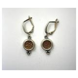 Silver Earrings Widows Mite Bronze Coin