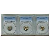 1961 1962 1963 Dime PCGS PR66 3 Pc Lot