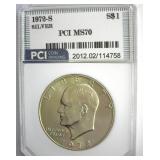 1972-S Silver Ike MS70 LISTS $3400 IN 69