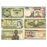 20th Century 6pcs World Bank Notes UNC