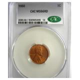 1950 Cent CAC MS66 RD LISTS $110
