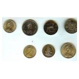 World Coins 7pcs Silver
