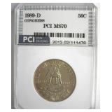 1989-D 50c Congress MS70 LISTS $3100