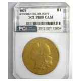 1879 Dollar PCI PR69 CAM Schoolgirl Brass Copy