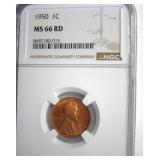 1950 Cent NGC MS66 RD LISTS $110