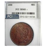1886 Morgan PCI MS65+ Golden Purple