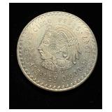 1947 5 Peso Silver UNC Mexico Ex Popular