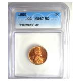 1955 Cent ICG MS67 RD Poorman's Var