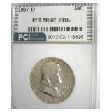 1957-D Franklin MS67 FBL LISTS $2500
