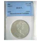 1965 Pointed 5 Dollar NNC MS69 PL Canada