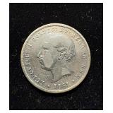 1862 200 Reis AU Rare Silver Portugal