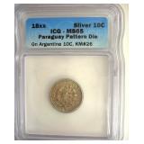 18XX Silver 10C ICG MS65 Pattern Die