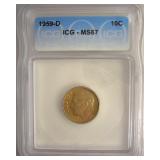 1959-D Dime ICG MS67 Wonderful Toning