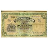 1961 $5 Hong Kong Bank Note