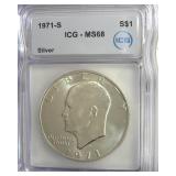 1971-S Silver Ike ICG MS68 LISTS $6500