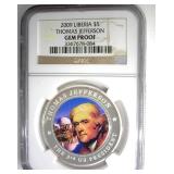2009 $5 NGC Gem Proof Thomas Jefferson Liberia