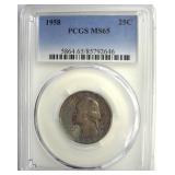 1958 Quarter PCGS MS65 Iridescent Toning