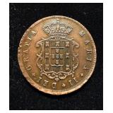 1841 10 Reis AU+ Portugal Rare