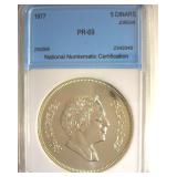 1977 5 Dinars NNC PR69 Jordan EX RARE GEM PROOF