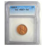 1955-S Cent ICG MS67+ RD LISTS $800