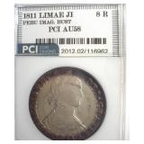1811 Limae JP 8 Reales PCI AU58 Peru Imagined Bust