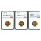 1955-D 1957-D 1958 Cent NGC MS66 RD 3 Pc Lot
