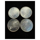 1960s 100 Yen Silver X 4 Gem BU Japan