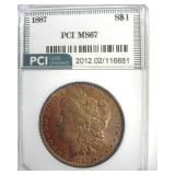 1887 Morgan MS67 LISTS $1700