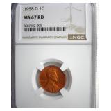 1958-D Cent NGC MS67 RD LISTS $275