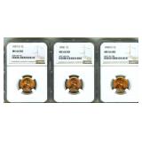 1957-D 1958 1958-D Cent NGC MS66 RD 3 Pc Lot