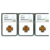 1957-D 1958 1958-D Cent NGC MS66 RD 3 Pc Lot