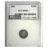 1861 Half Dime MS66+ LISTS $4500